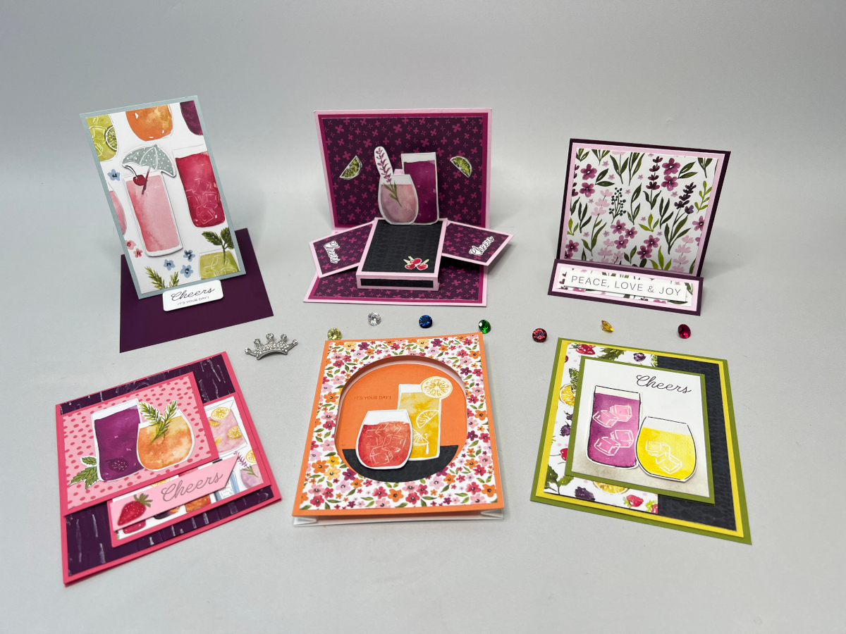Stampin' Up! カードストック 10冊セット⑥ Stampin' Up! Cheers & Sips Fun Fold Card Class | Queen B Creations